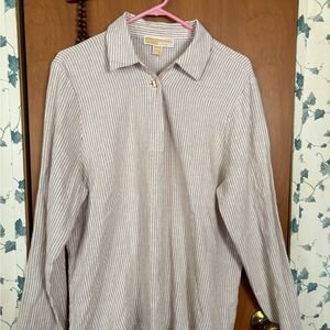 Michael Kors Tan and White Striped Shirt